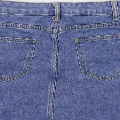 SheIn Womens Blue  Denim A-Line Skirt Size S  - Distressed
