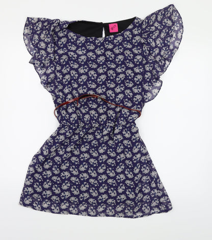 George Womens Blue Floral Chiffon Shift  Size 10