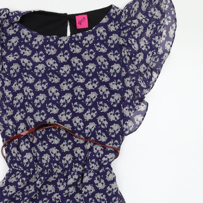 George Womens Blue Floral Chiffon Shift  Size 10