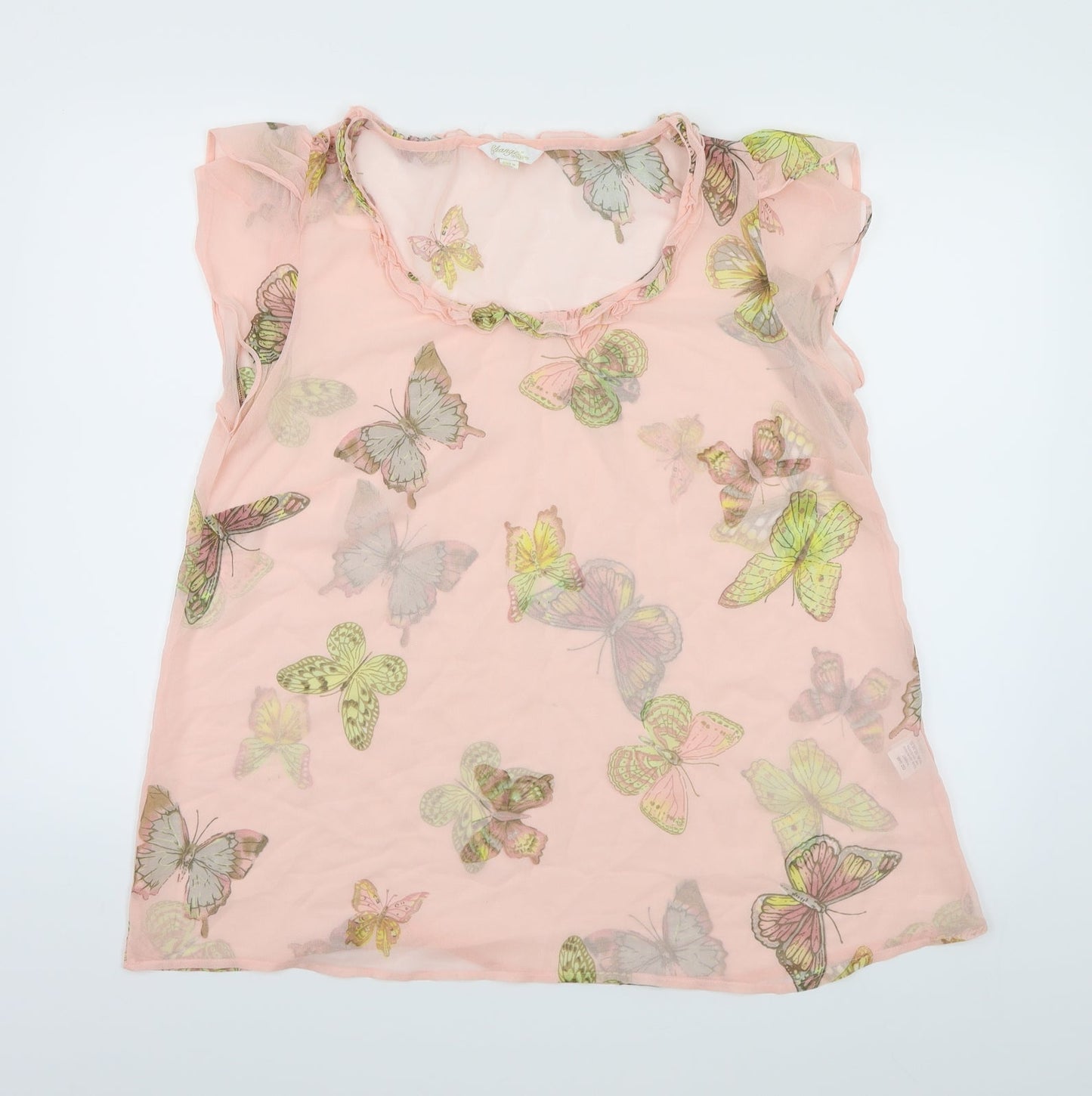 Changes By Together Womens Pink Geometric Chiffon Basic Blouse Size 14