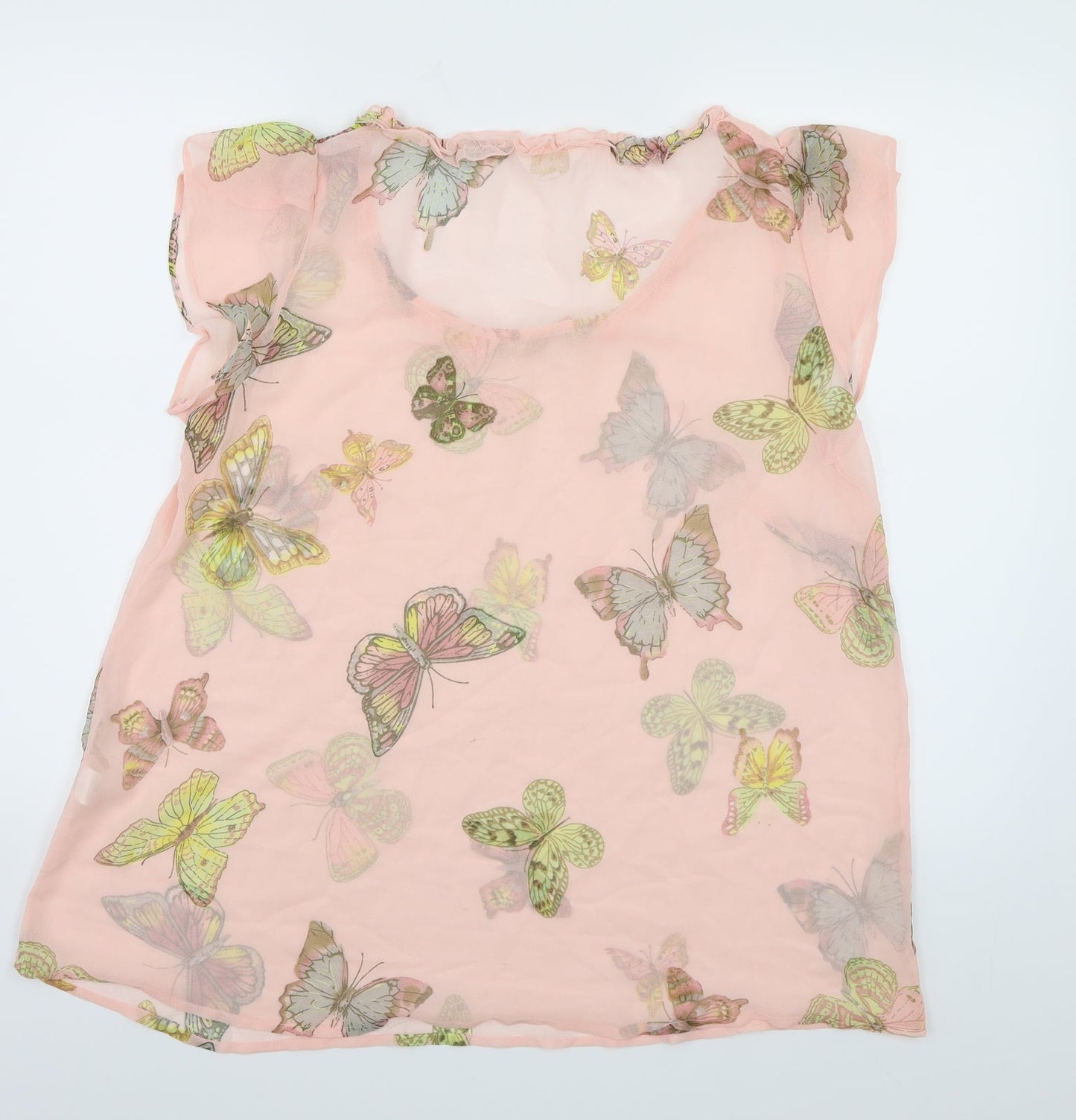 Changes By Together Womens Pink Geometric Chiffon Basic Blouse Size 14