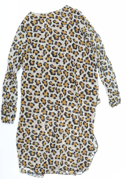 orderplus Womens Brown Animal Print  Basic Blouse Size XL