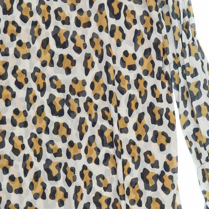 orderplus Womens Brown Animal Print  Basic Blouse Size XL