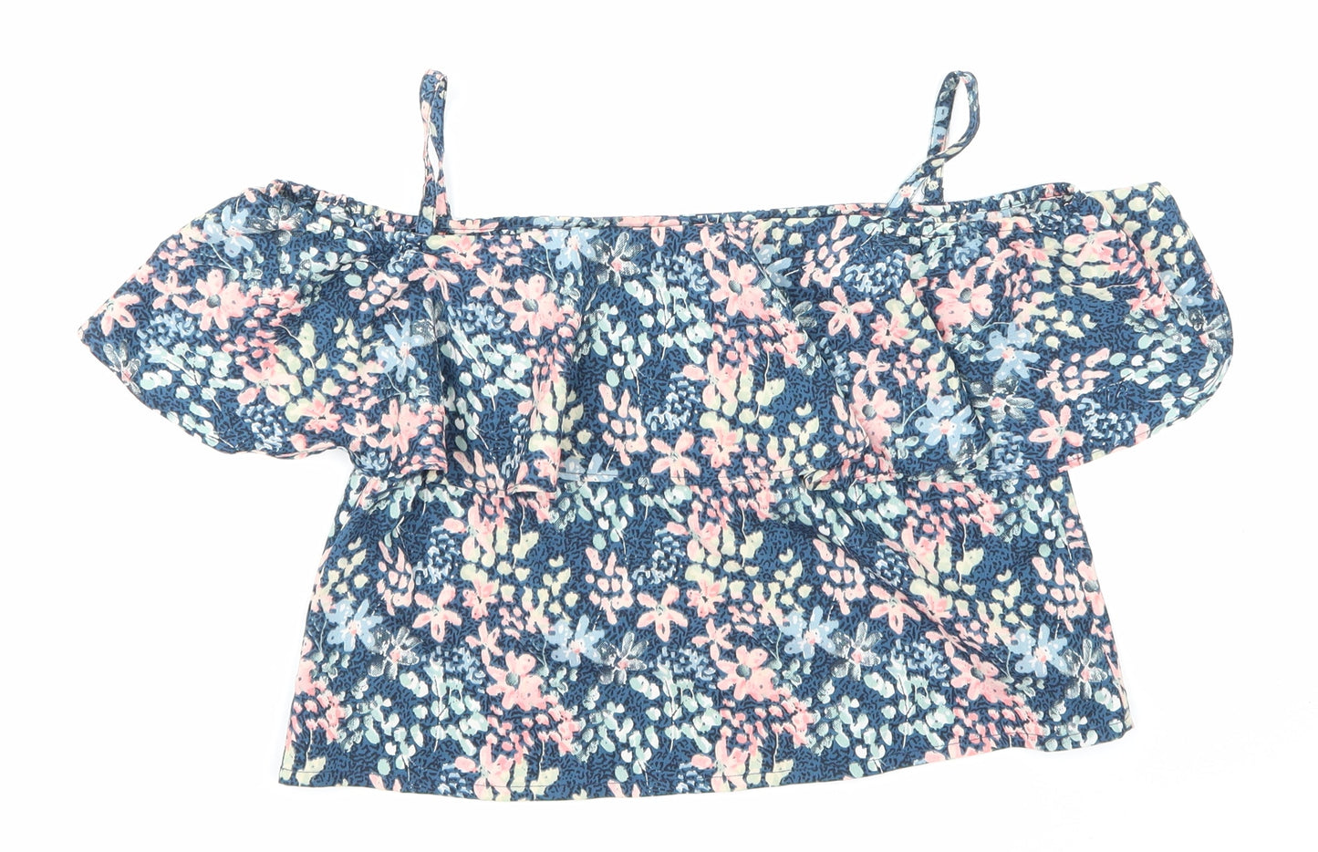 Kylie Girls Blue Floral  Basic Tank Size 12 Years