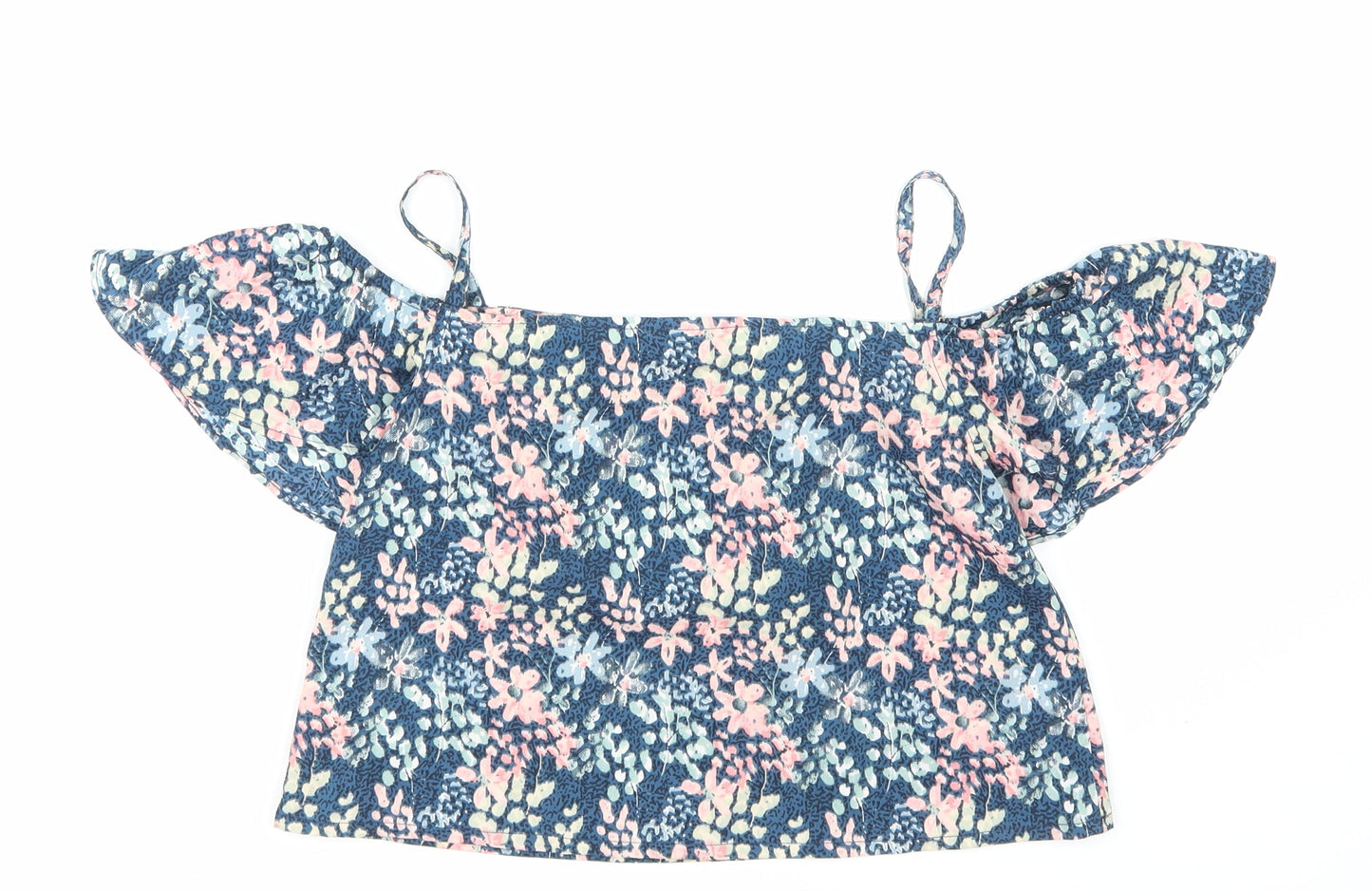 Kylie Girls Blue Floral  Basic Tank Size 12 Years