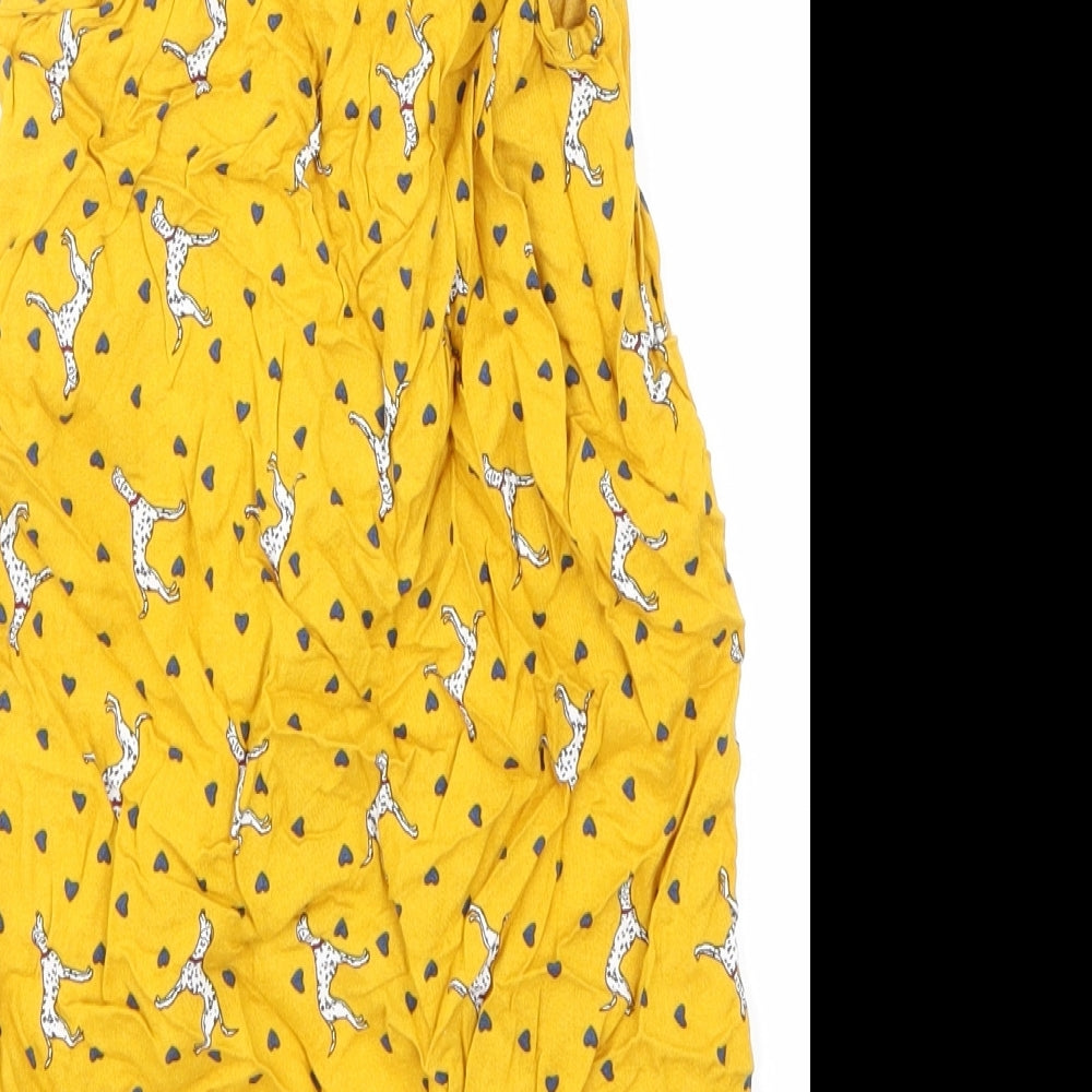 JUST FOR YOU Girls Yellow Animal Print  Basic Button-Up Size 10-11 Years