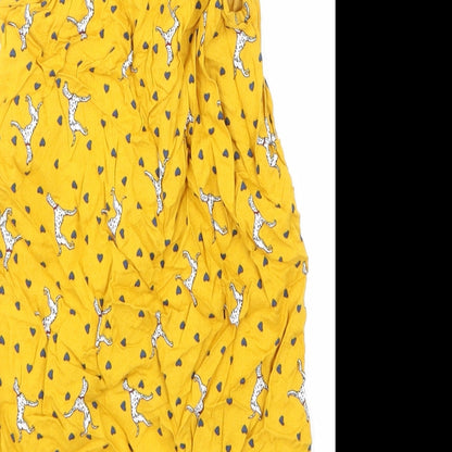 JUST FOR YOU Girls Yellow Animal Print  Basic Button-Up Size 10-11 Years