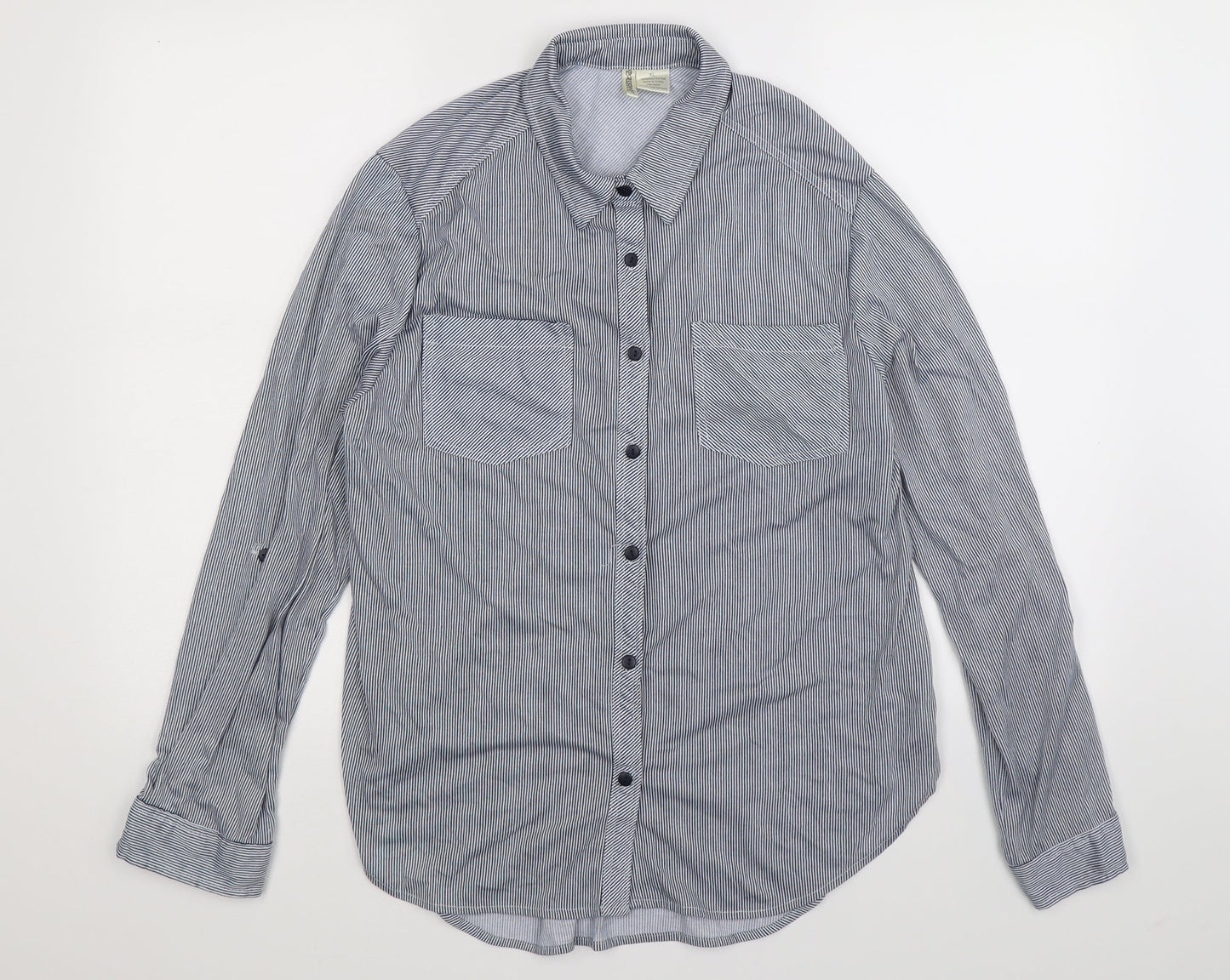 Womens UK Size XL Passport Blue Basic Button-Up