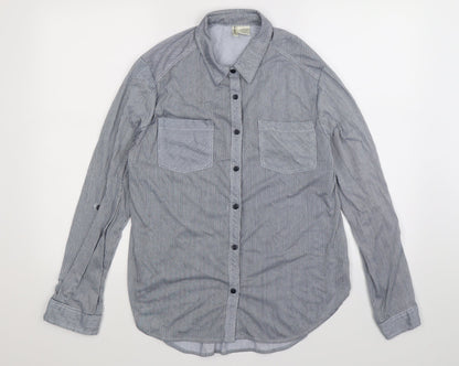 Womens UK Size XL Passport Blue Basic Button-Up