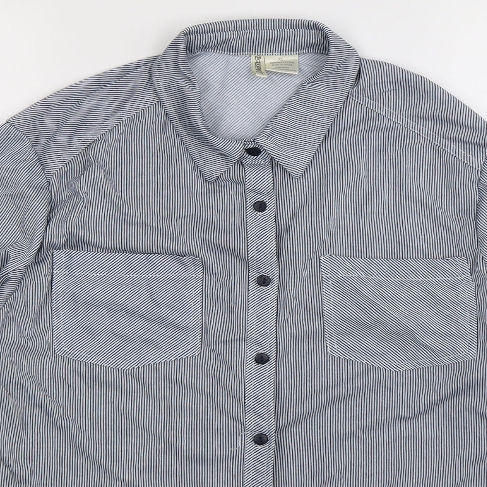 Womens UK Size XL Passport Blue Basic Button-Up