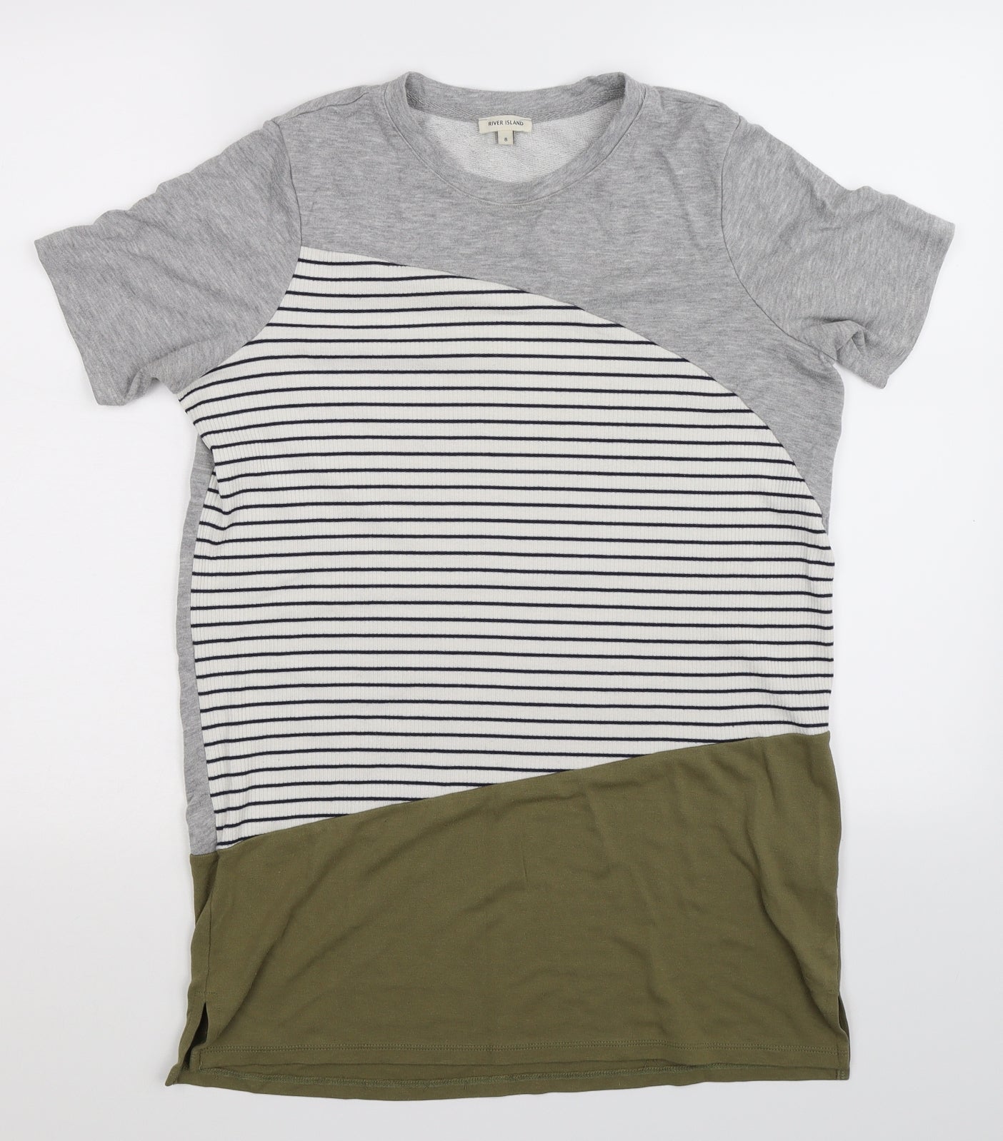 Womens UK Size 8 River Island Multicoloured Basic T-Shirt