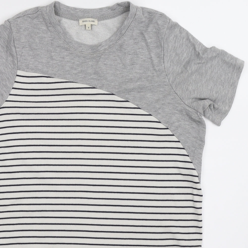 Womens UK Size 8 River Island Multicoloured Basic T-Shirt