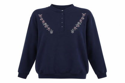 Late Edition Womens Blue Floral  Pullover Sweatshirt Size M  - Oversized