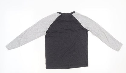 George Boys Grey Solid   Pyjama Top Size 8-9 Years  - Dino snore graphic