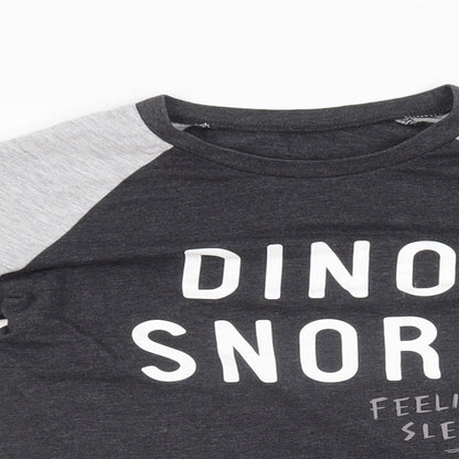 George Boys Grey Solid   Pyjama Top Size 8-9 Years  - Dino snore graphic