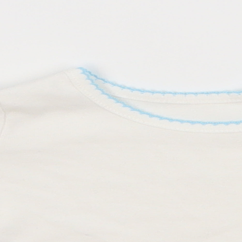 first needs  White   Basic T-Shirt Size 3-6 Months  - flowers on arms