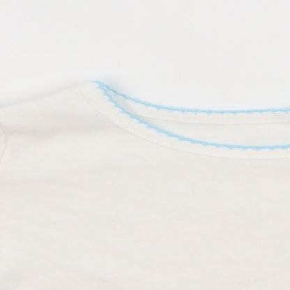 first needs  White   Basic T-Shirt Size 3-6 Months  - flowers on arms