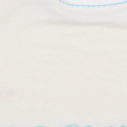 first needs  White   Basic T-Shirt Size 3-6 Months  - flowers on arms