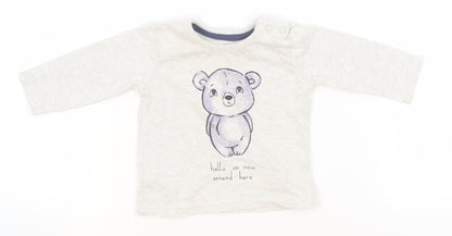 George Boys Grey   Basic T-Shirt Size 0-3 Months  - bear