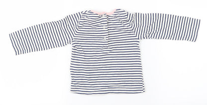 the kids divison Girls White Striped  Basic T-Shirt Size 9-12 Months