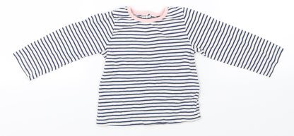 the kids divison Girls White Striped  Basic T-Shirt Size 9-12 Months