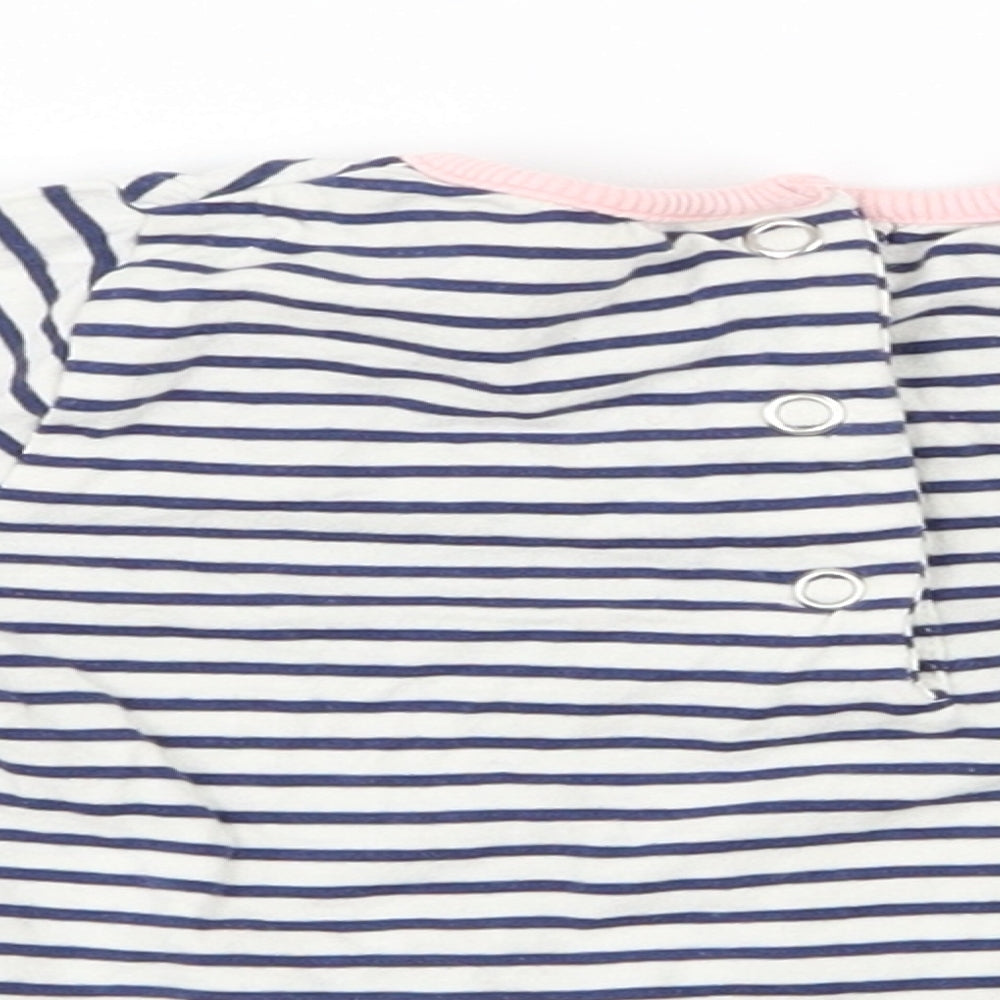 the kids divison Girls White Striped  Basic T-Shirt Size 9-12 Months