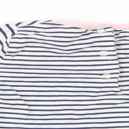 the kids divison Girls White Striped  Basic T-Shirt Size 9-12 Months
