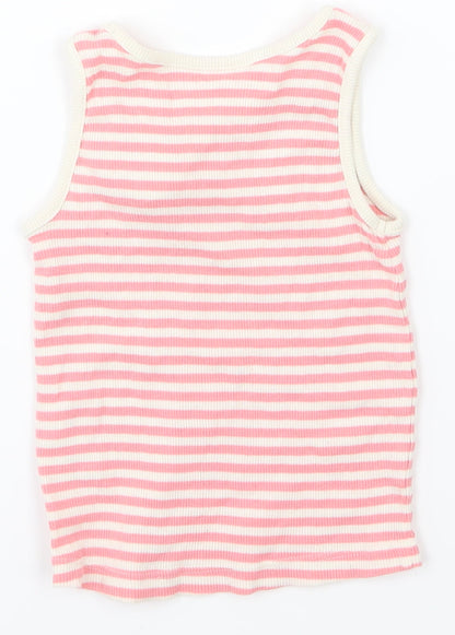 Matalan Girls Pink   Basic Tank Size 18-24 Months  - flower on front