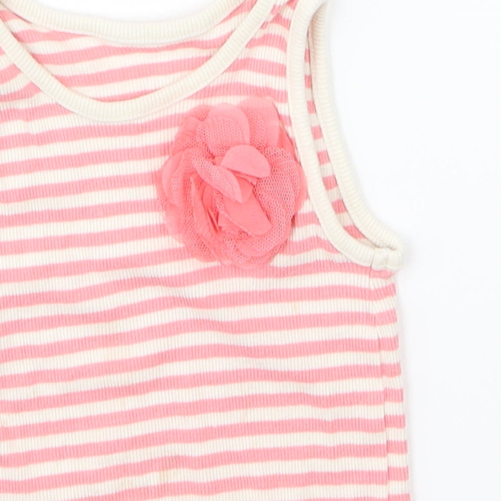 Matalan Girls Pink   Basic Tank Size 18-24 Months  - flower on front