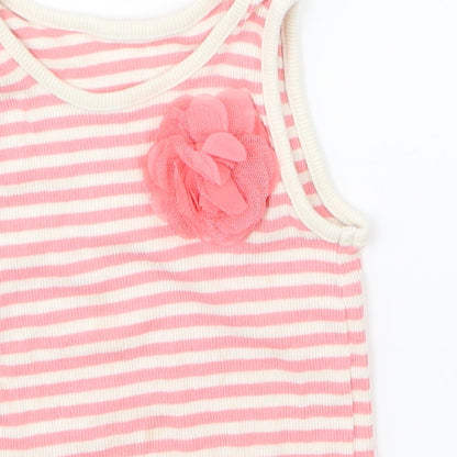 Matalan Girls Pink   Basic Tank Size 18-24 Months  - flower on front