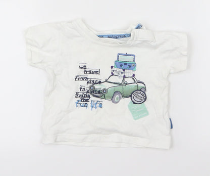 Marks and Spencer Boys White   Basic T-Shirt Size 0-3 Months  - Cars