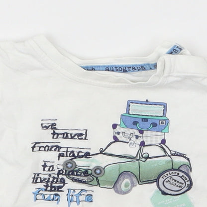 Marks and Spencer Boys White   Basic T-Shirt Size 0-3 Months  - Cars