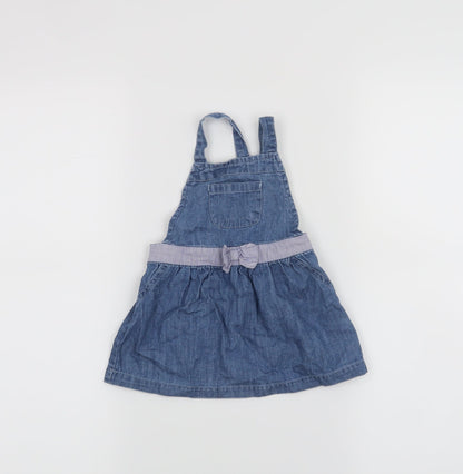 Matalan Girls Blue   Pinafore/Dungaree Dress  Size 6-9 Months