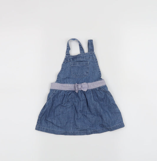 Matalan Girls Blue   Pinafore/Dungaree Dress  Size 6-9 Months