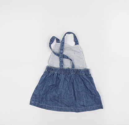 Matalan Girls Blue   Pinafore/Dungaree Dress  Size 6-9 Months