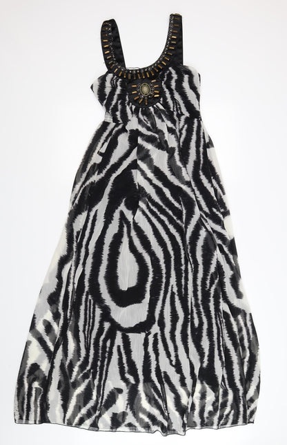 AX Paris Womens Black Striped Chiffon Maxi  Size 8