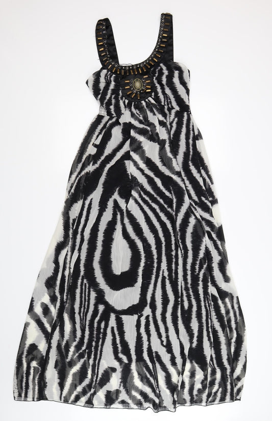 AX Paris Womens Black Striped Chiffon Maxi  Size 8