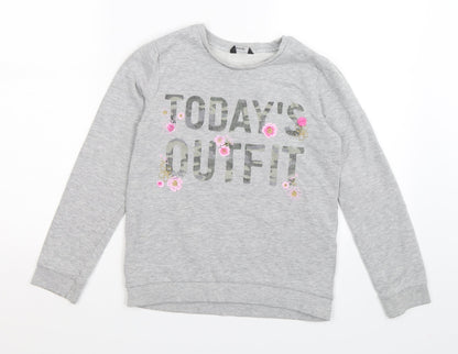 George Girls Grey  Jersey Pullover Sweatshirt Size 10-11 Years  - Todays outfit