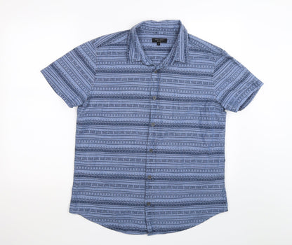 Mens UK Size L New Look Blue  Button-Up Short Sleeve Casual Shirt