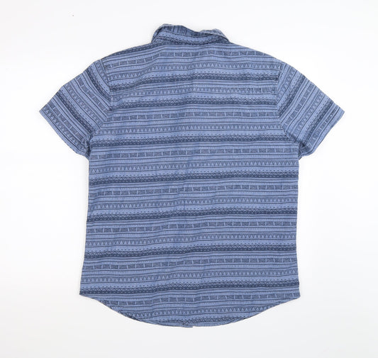 Mens UK Size L New Look Blue  Button-Up Short Sleeve Casual Shirt