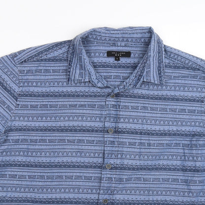 Mens UK Size L New Look Blue  Button-Up Short Sleeve Casual Shirt