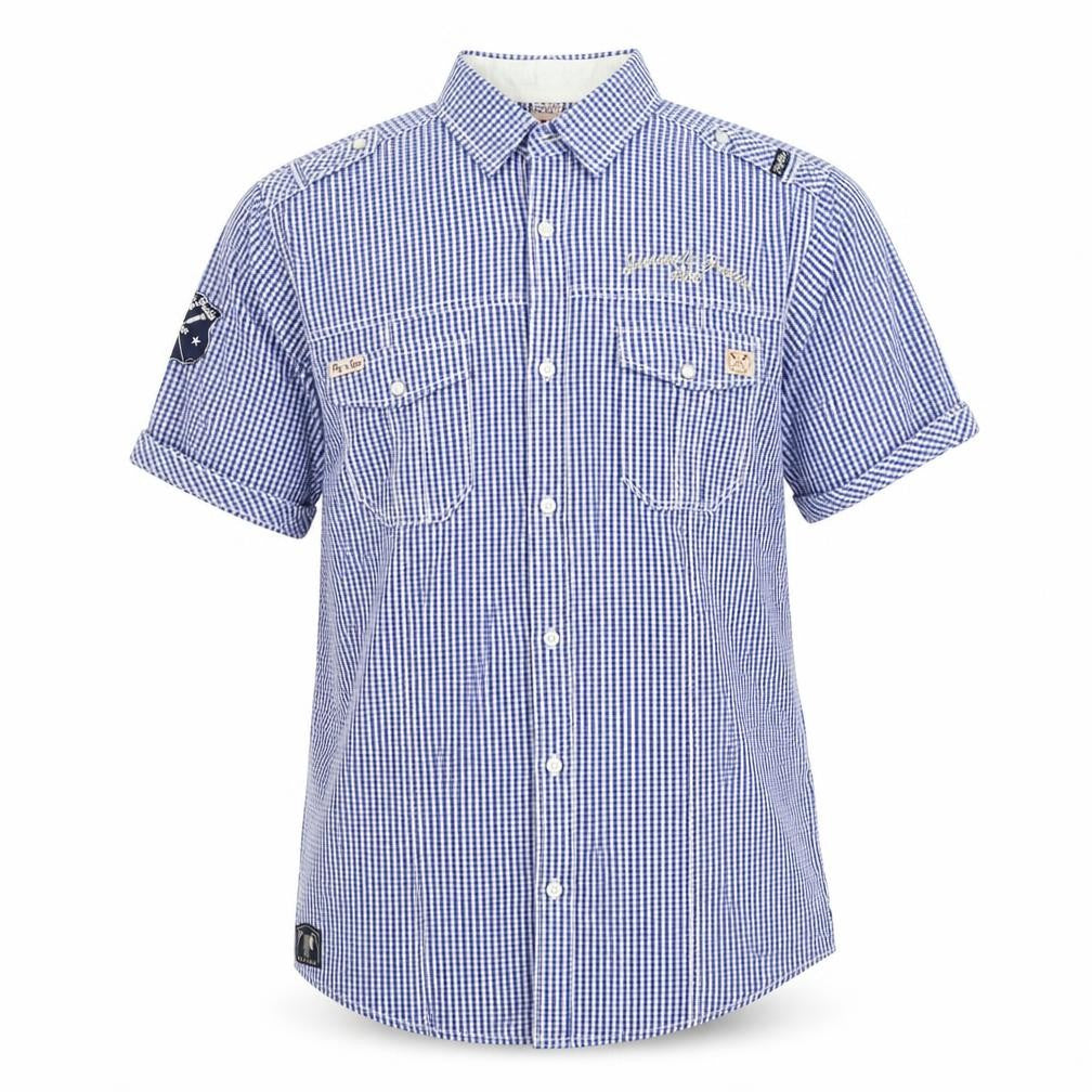 Mens UK Size XL Fly Guy Blue  Button-Up Short Sleeve Casual Shirt