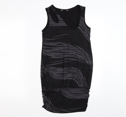 Dorothy Perkins Womens Grey Striped  Tunic T-Shirt Size 8