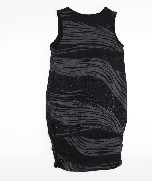 Dorothy Perkins Womens Grey Striped  Tunic T-Shirt Size 8