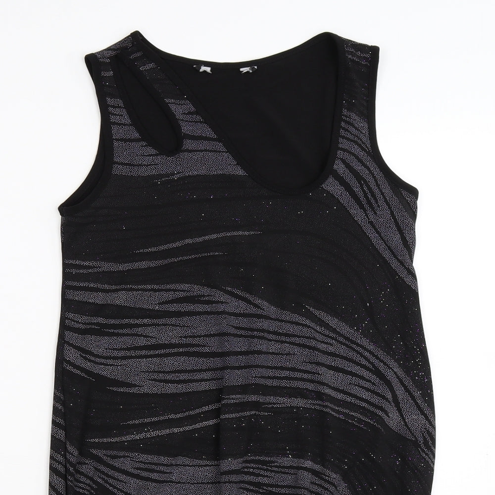 Dorothy Perkins Womens Grey Striped  Tunic T-Shirt Size 8