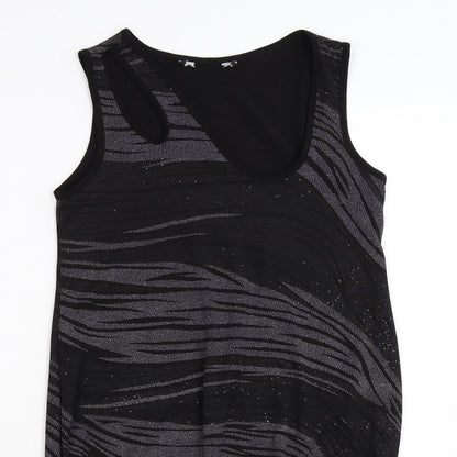 Dorothy Perkins Womens Grey Striped  Tunic T-Shirt Size 8
