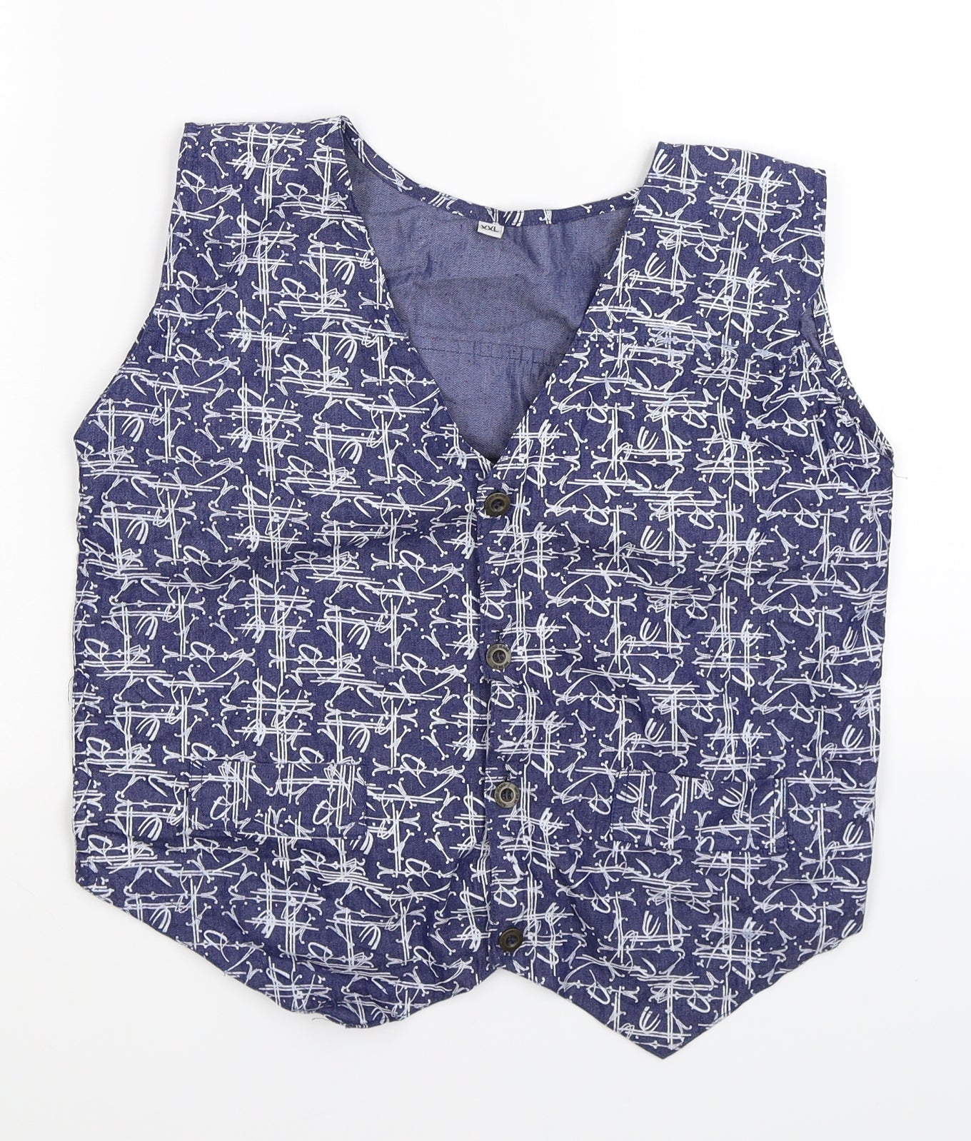 Bonobo Boys Blue Floral Denim Vest Jumper Size 2XL  - waistcoat