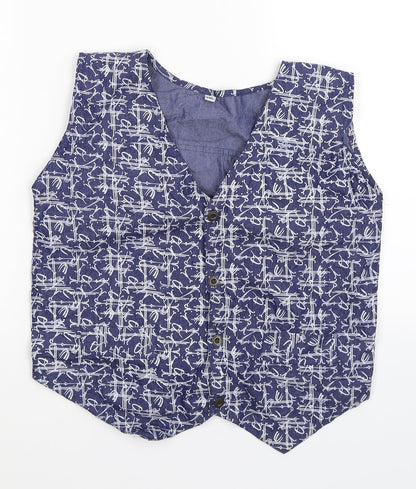 Bonobo Boys Blue Floral Denim Vest Jumper Size 2XL  - waistcoat