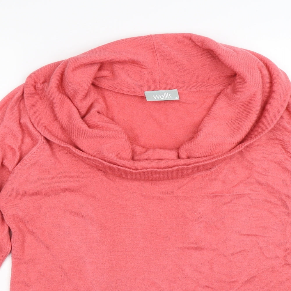 Wallis Womens Pink  Knit Pullover Jumper Size 16  - bell sleeves