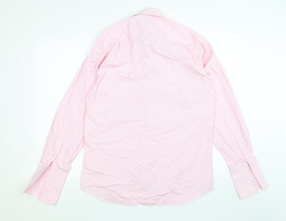 Mens UK Size 15 NEXT Pink  Button-Up Long Sleeve Casual Shirt